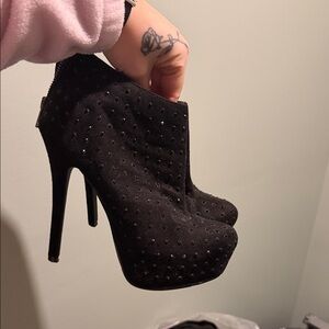 JustFab Black Studded High Heels